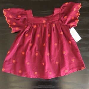 NWT Cat & Jack Maroon bohemian tunic blouse 5T